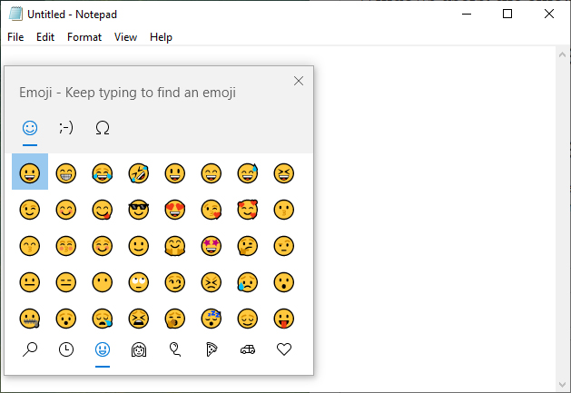 windows 10 emoji popup window