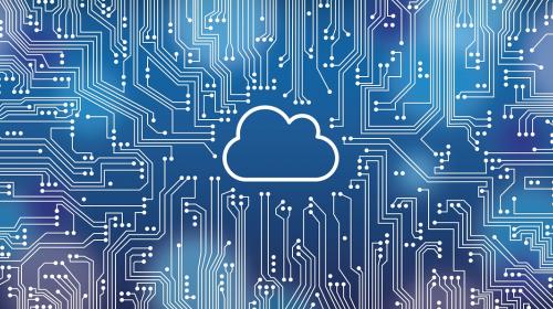cloud-6515064_1280.jpg Cartoon cloud surrounded by circuitry on blue background