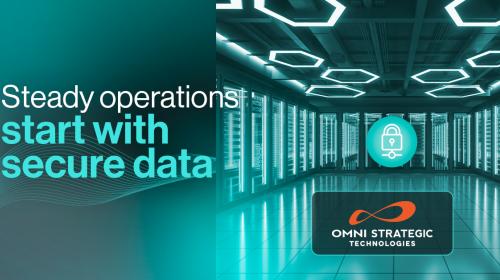 PSPro-Business Continuity-1200x628-Ad-15.jpg Large server room with "Steady operations start with secure data" text